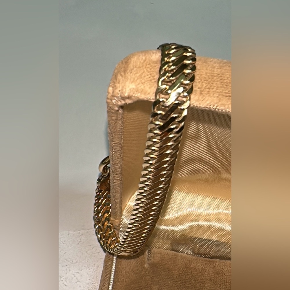 Real Stamped 14K Yellow Gold Fancy Woven Link Bracelet Senora Clasp 8.25” Length - Picture 4 of 13